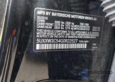 2016 BMW X4 xDrive28I z USA, uszkodzony, nr VIN 5UXXW3C54G0R22527
